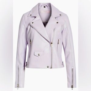 Blank NYC Faux Leather Moto Jacket Size XS Lavender Purple with Silver NWT
